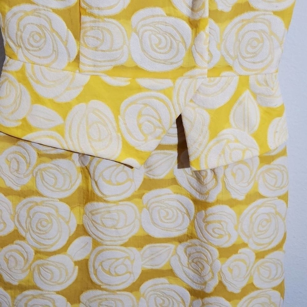 Antonio Melani yellow roses peplum Jackie O Party 40s 50s 60s dress size 0 - Picture 4 of 8